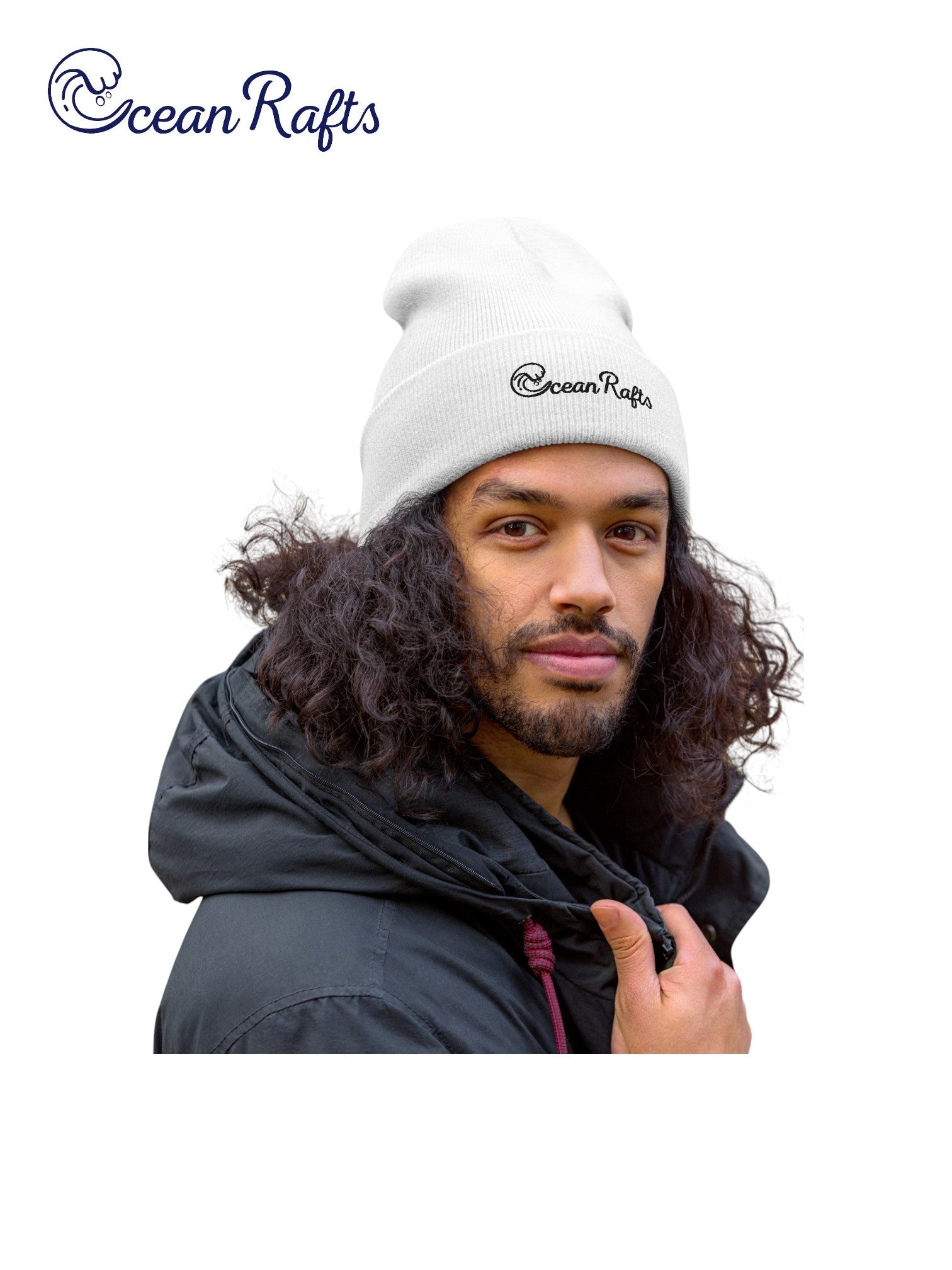 Ocean Rafts (Black) Cuffed Beanie - Ocean Rafts