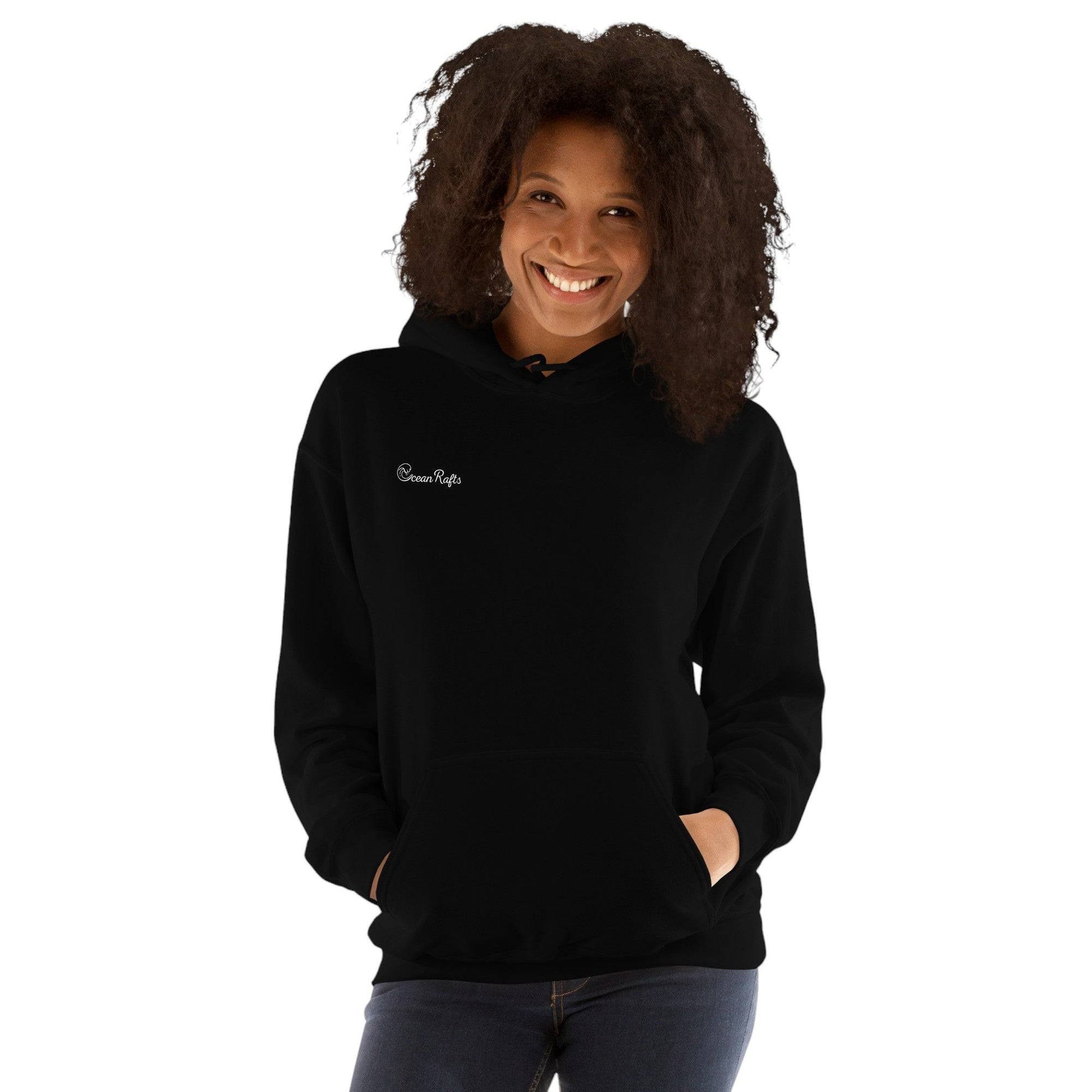women wearing Ocean Rafts Logo  Black Hoodie - Ocean Rafts - australia and new zealand
