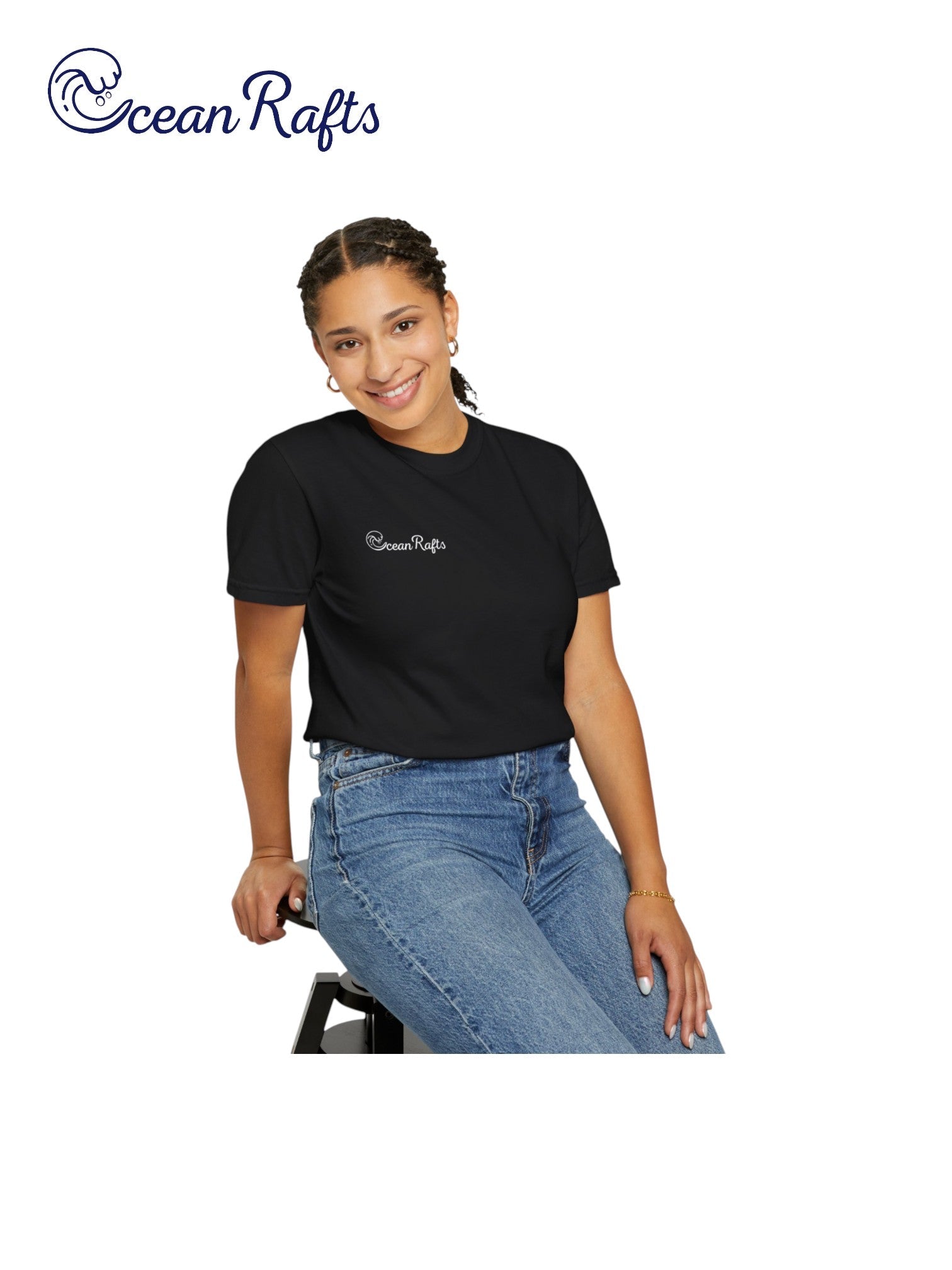 Ocean Rafts Relaxed Fit Logo Shirt - Ocean Rafts - AU & NZ - women wearing tee with ocean rafts logo