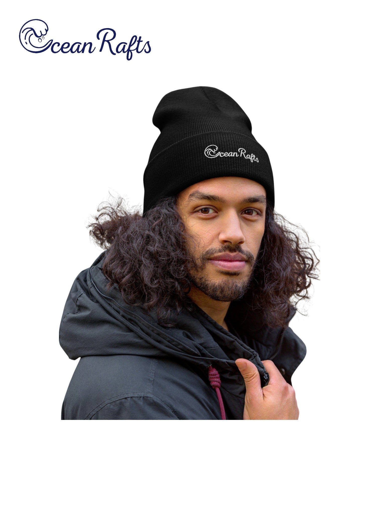 Ocean Rafts (White) Cuffed Beanie - Ocean Rafts