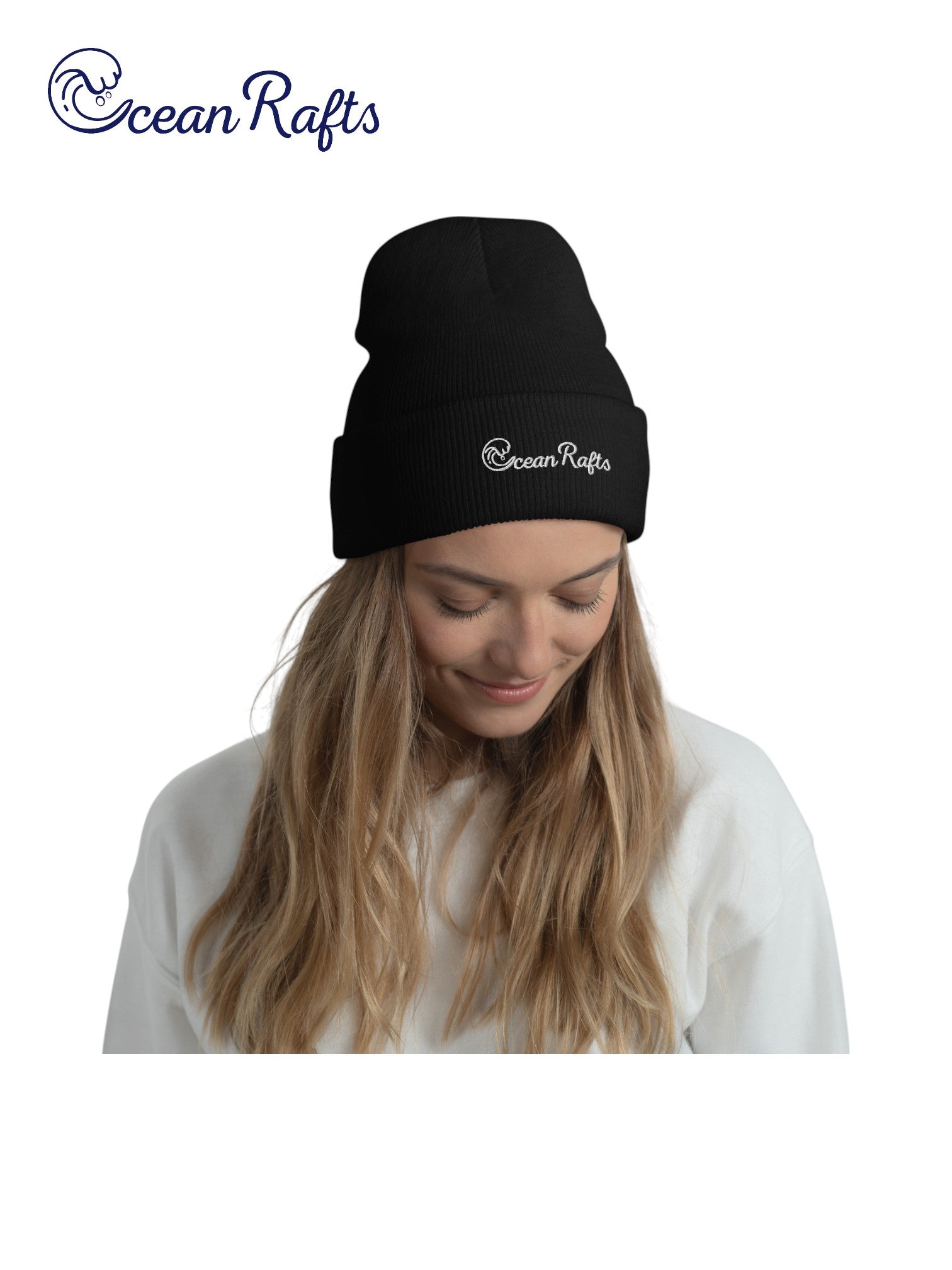 Ocean Rafts (White) Cuffed Beanie - Ocean Rafts
