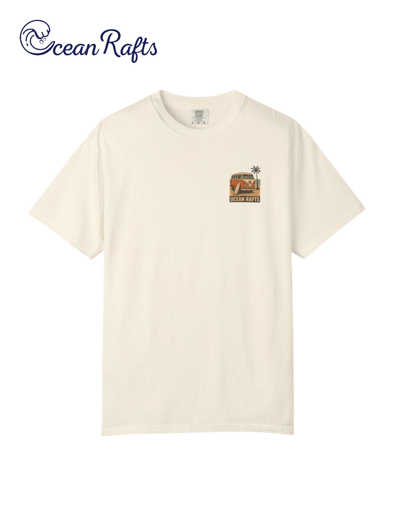 Salt and Wheels Shirt - Ocean Rafts- AU & NZ - beige tee with combi van and beach graphic