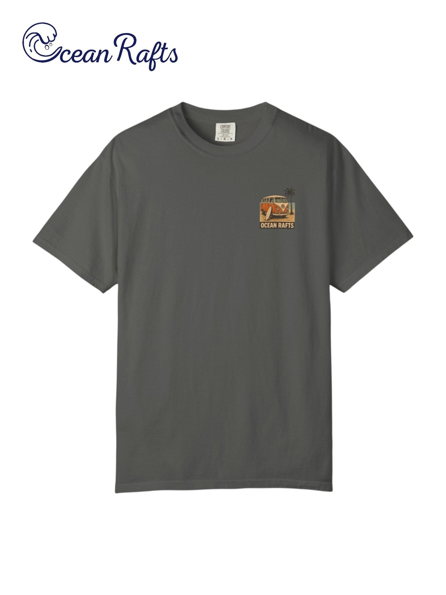 Salt and Wheels Shirt - Ocean Rafts- AU & NZ - grey tee with combi van and beach graphic
