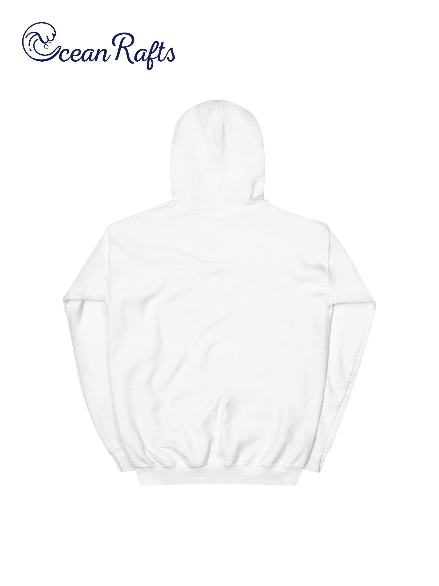 Surfing on the Sunset Hoodie - Ocean Rafts - AU & NZ - blank back of white hoodie with rainbow graphic and text